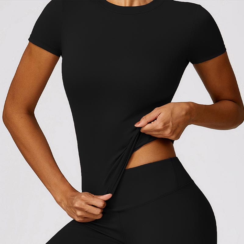 Women Short Sleeve T-Shirt Top High Waist Leggings Pants For Sports Yoga