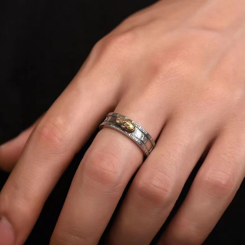Om Mani Padme Hum & Heart Sutra Copper Pixiu Couple Ring