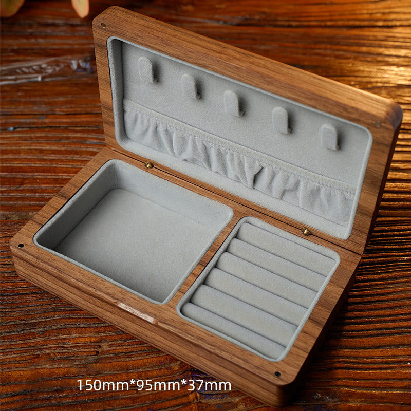 Vintage Handmade Black Walnut Wood Jewelry Storage Box Wooden Gift Box