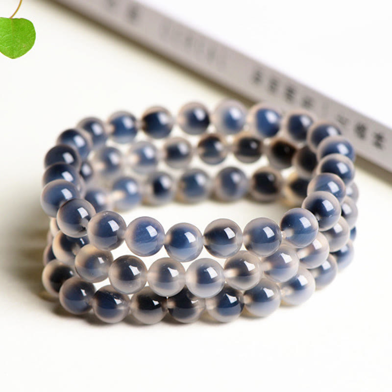 Natural Polished Candy Agate Round Bead Energy Bracelet
