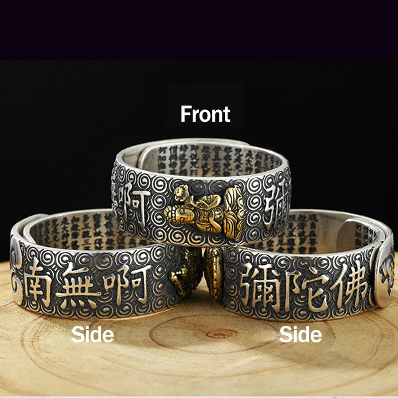 Chinese Zodiac Natal Buddha Wealth Luck Adjustable Ring