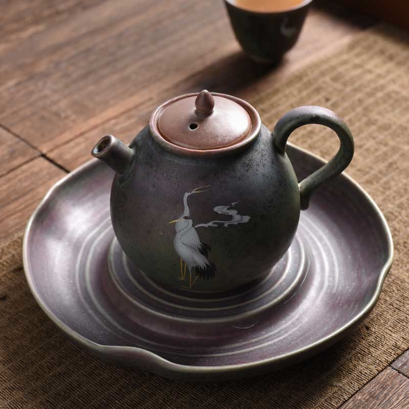 White Crane Cloud Chinese Gongfu Tea Ceramic Kung Fu Teapot