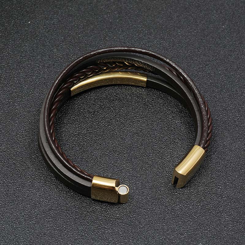 Minimalist Titanium Steel and Leather Unisex Bracelet for Daily Grounding