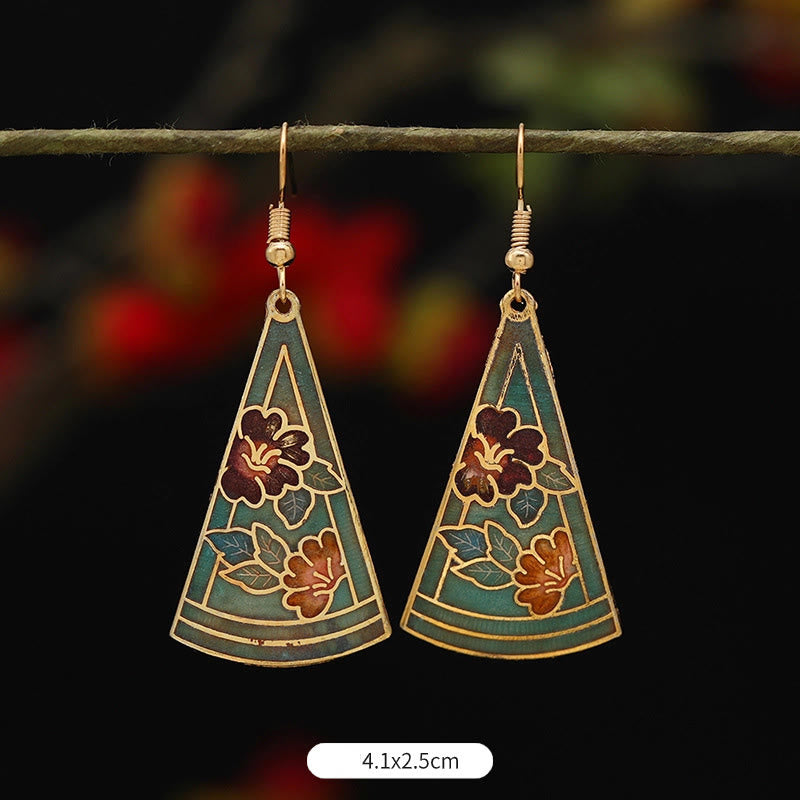 Artistic Copper Alloy Lotus Butterfly and Flower Motif Drop Earrings