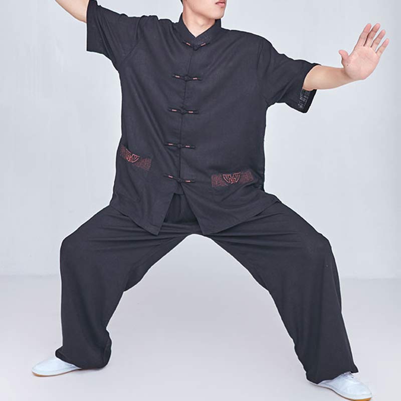 Meditation Zen Prayer Spiritual Tai Chi Qigong Practice Unisex Embroidery Clothing Set