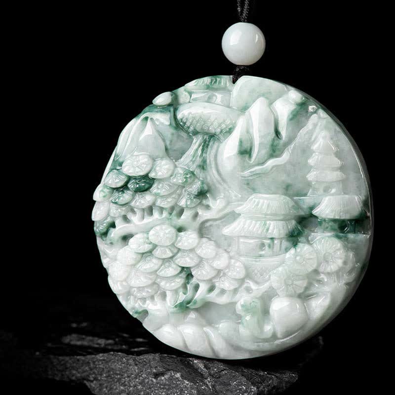 Mountain Landscape Jade Abundance String Necklace