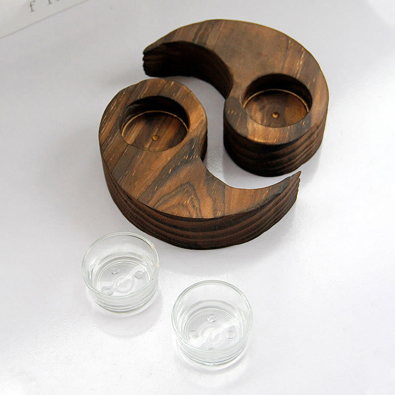 Yin Yang Wood Candle Holder Meditation Rituals Use Items (Extra 35% Off | USE CODE: FS35)