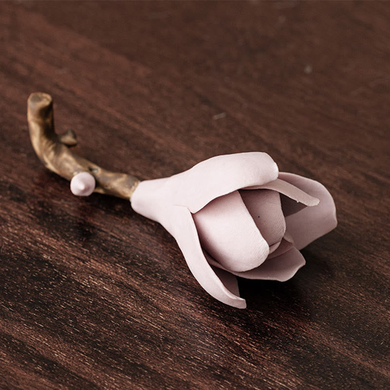 Ceramic Gardenia Flower Pattern Incense Burner for Mindful Aromatic Practice