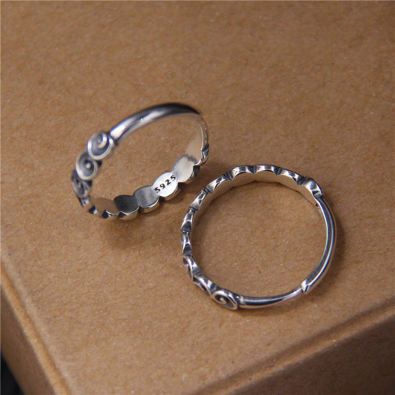 925 Sterling Silver Auspicious Clouds Engraved Ring