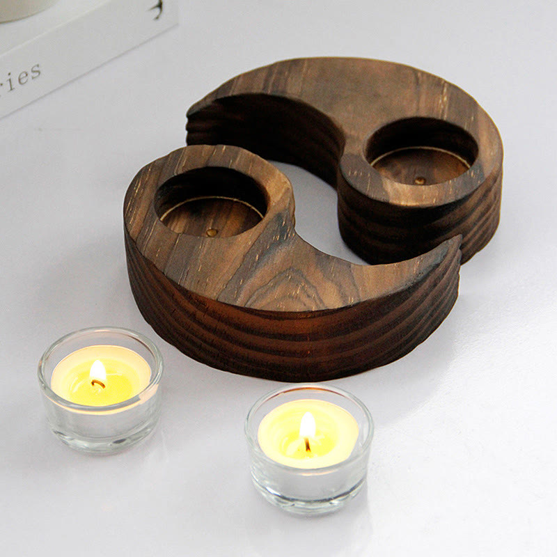 Yin Yang Wood Candle Holder Meditation Rituals Use Items (Extra 35% Off | USE CODE: FS35)