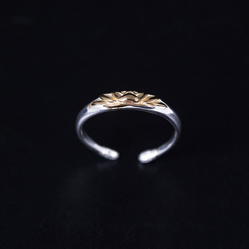 Handmade 925 Sterling Silver Lotus Flower Adjustable Ring