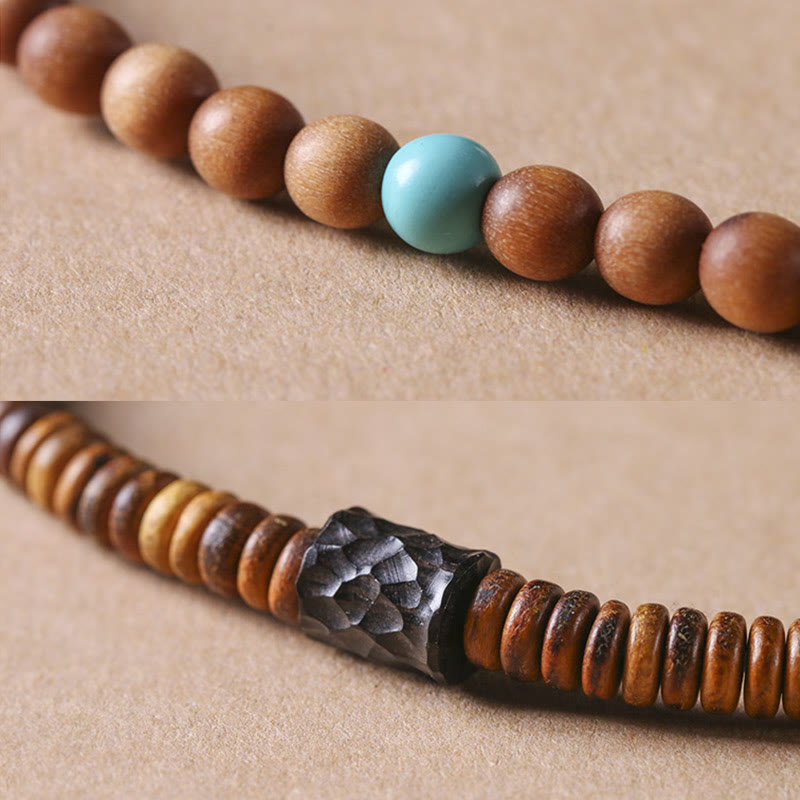 Sandalwood Turquoise Protection Double Wrap Bracelet