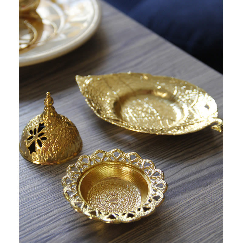 Tibetan Mini Leaf Meditation Incense Burner and Coaster