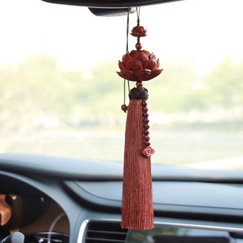 Tibetan Small Leaf Red Sandalwood Lotus Luck Protection Tassel Decoration (Extra 35% Off | USE CODE: FS35)