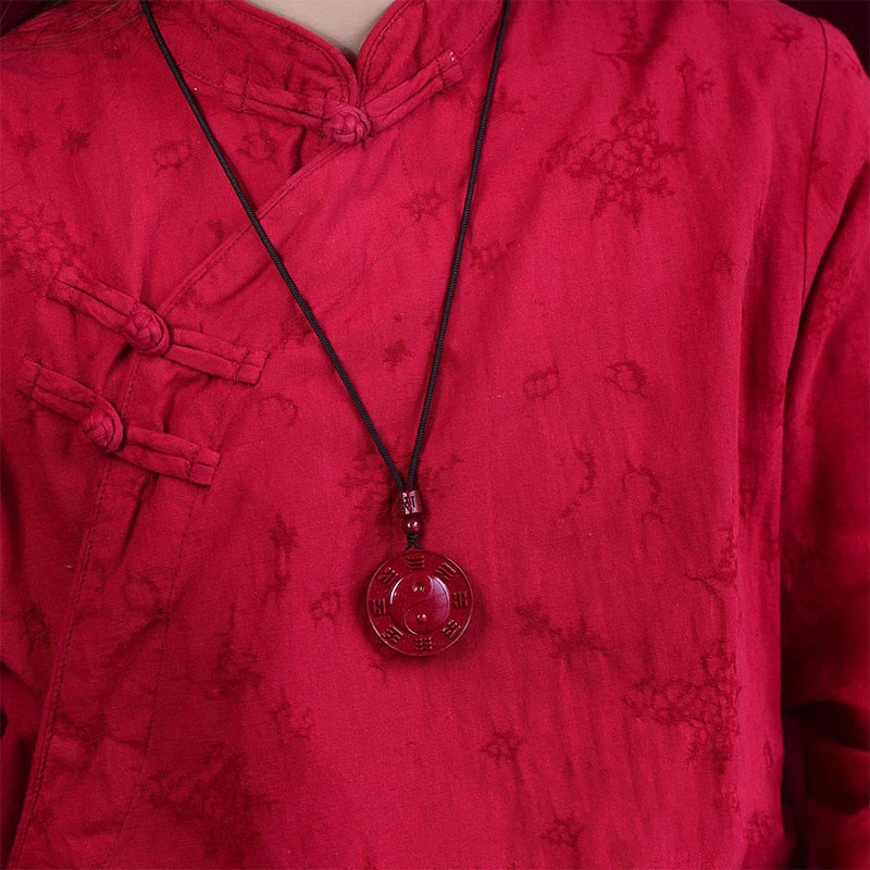 Cinnabar Yin Yang Bagua Blessing Necklace Pendant