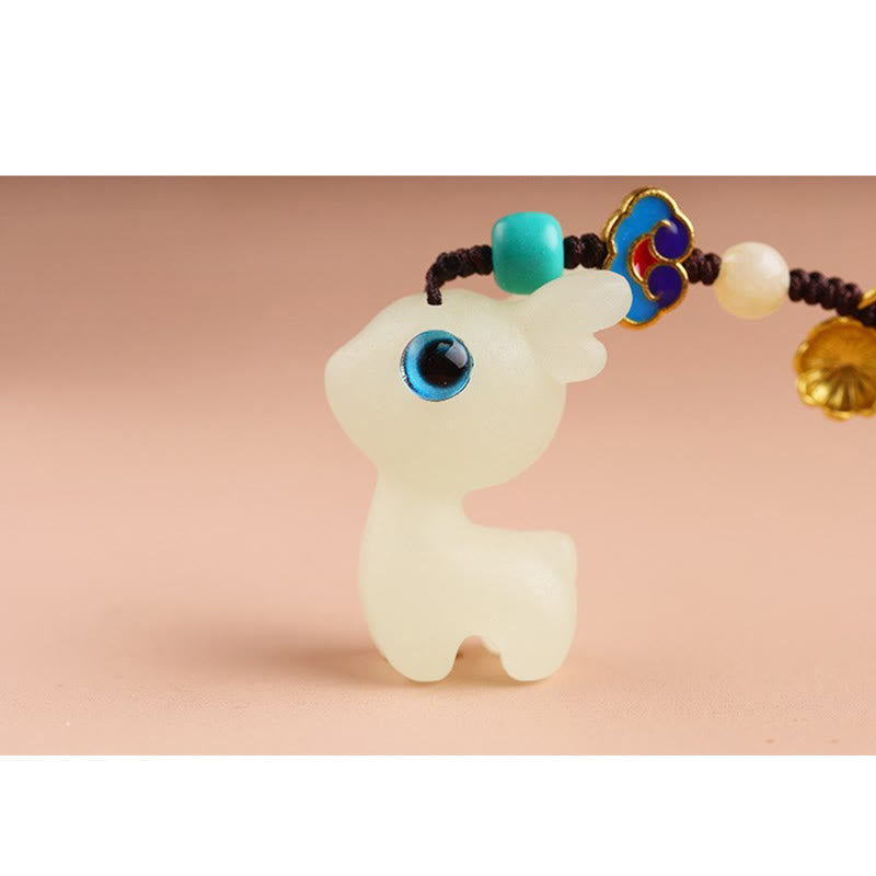 Mini Cute Deer Glowstone Luminous Lucky Deer Energy Key Chain Phone Car Hanging Decoration