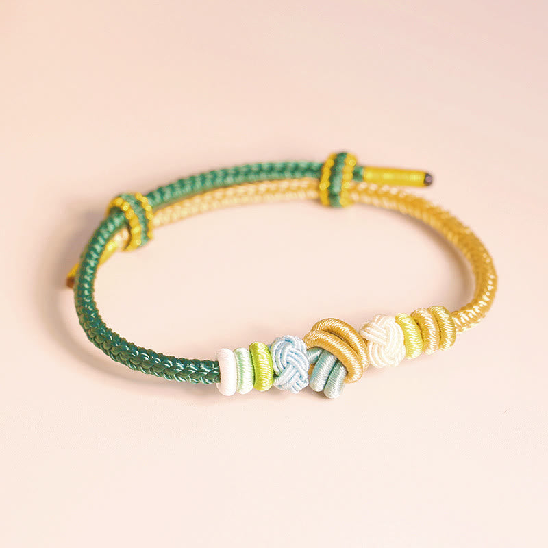 Two-Color Rope Handcrafted Eight Thread Peace Knot Luck Connection Bracelet