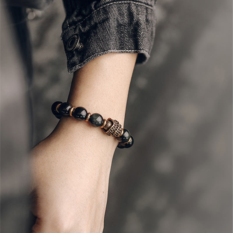 Rainbow Obsidian Copper Love Healing Bracelet