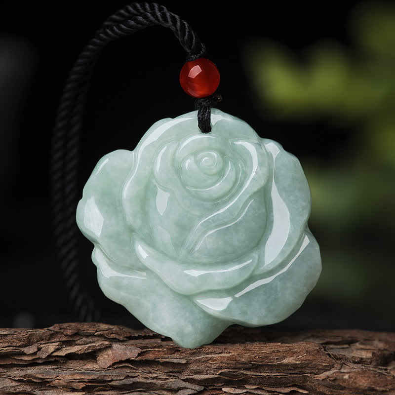 Lotus Pattern Jade Abundance Prosperity Necklace String Pendant