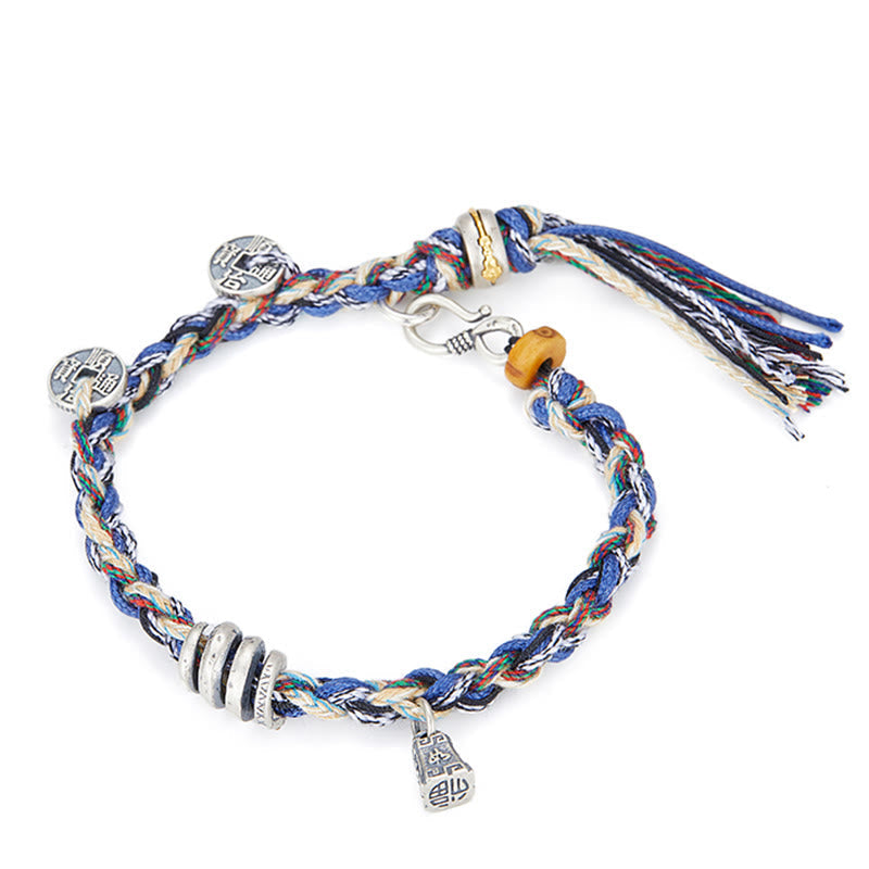 Handmade 925 Sterling Silver Gold Chinese Coin & Scales Charm Blessing Bracelet
