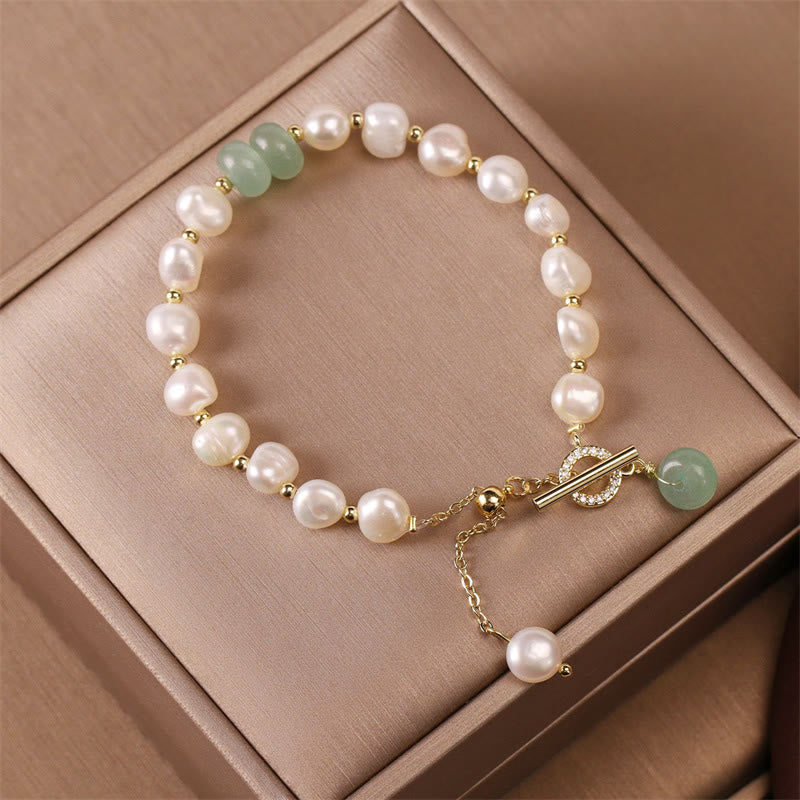 Pearl Green Strawberry Quartz Bead Healing Chain Bracelet