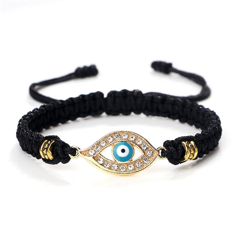 Handmade Evil Eye Red String Braided Bracelet with Gold or Silver Border