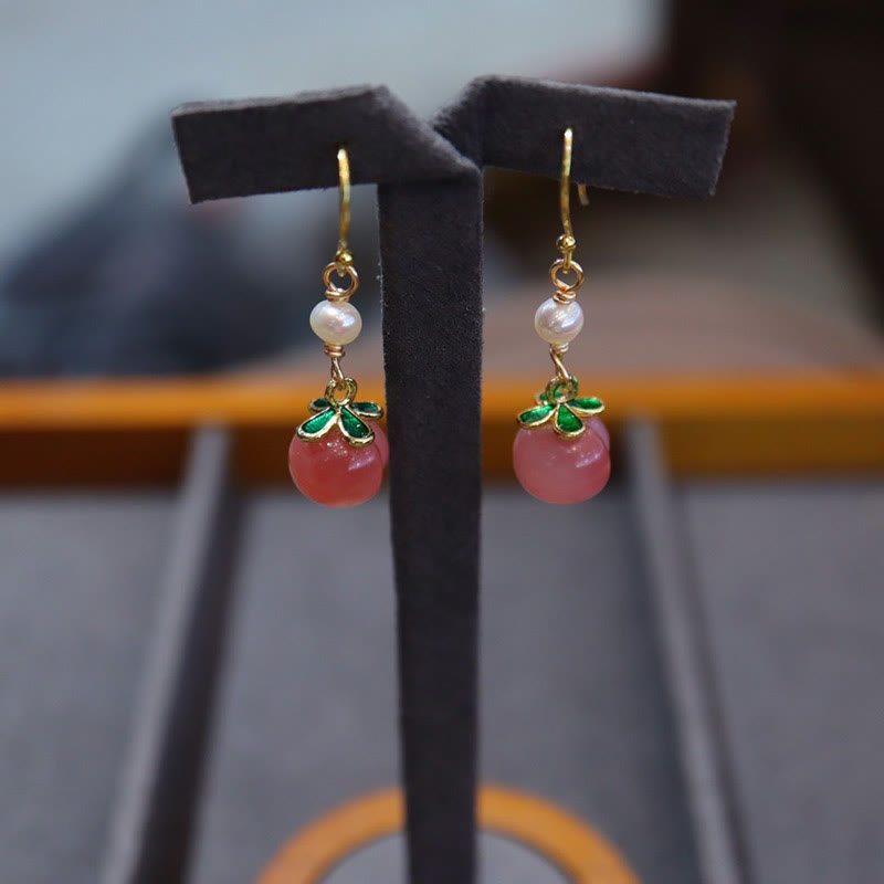 Gold-plated Copper Natural Yanyuan Agate Pearl Positive Necklace Pendant Bracelet Earrings Set