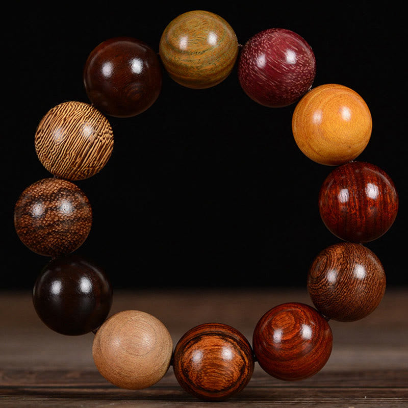 Multicolored Sandalwood Beaded Bracelet for Grounding & Balance