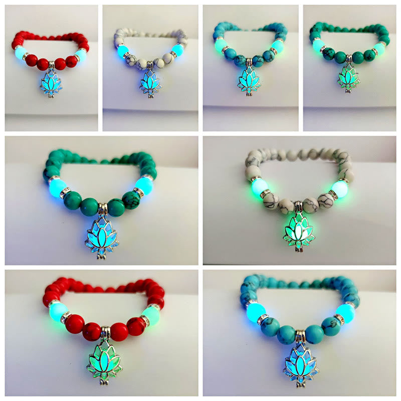 Tibetan Turquoise Glowstone Luminous Bead Lotus Protection Bracelet