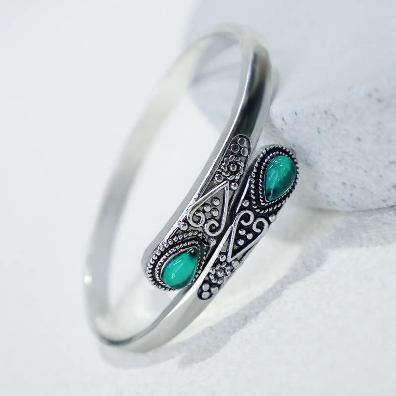 Zircon Water Drop Pattern Healing Cuff Bracelet Bangle