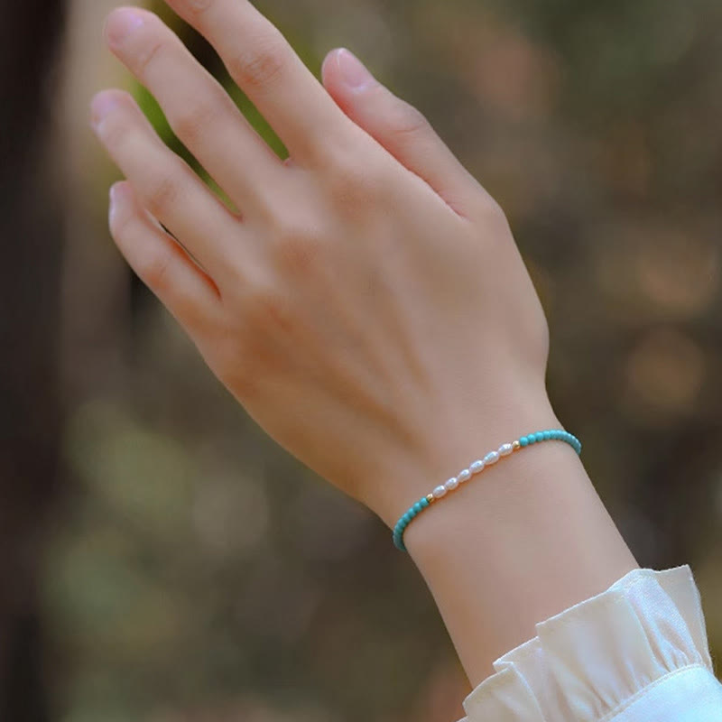 Turquoise Red Agate Pearl Small Beaded Protection Bracelet