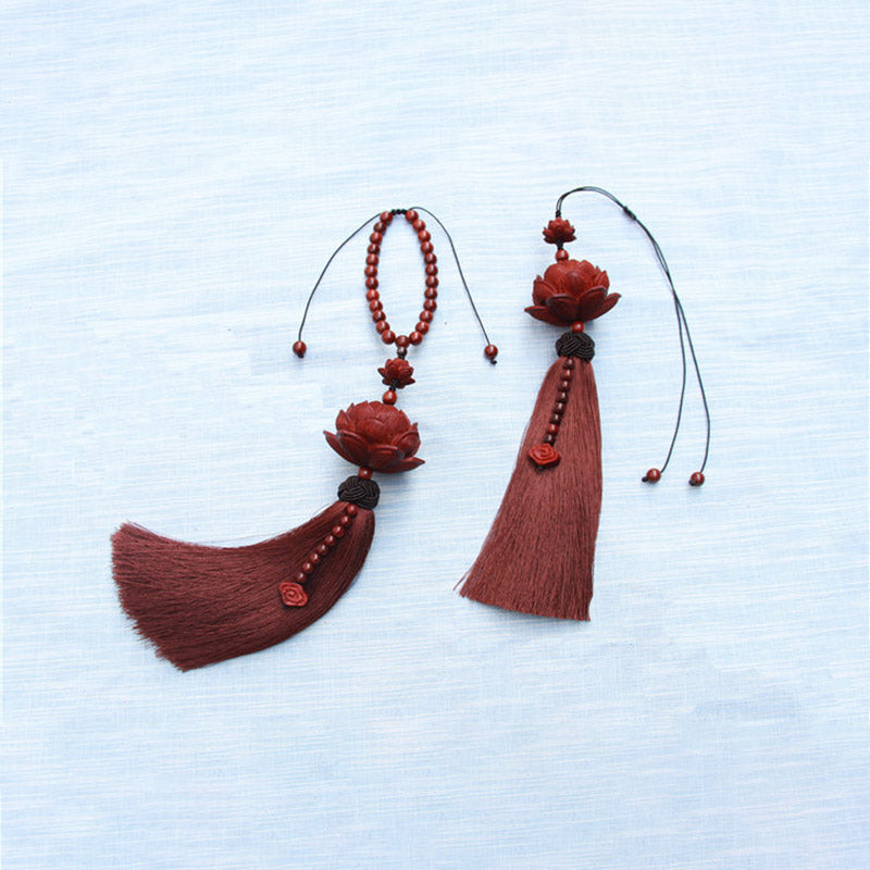 Tibetan Small Leaf Red Sandalwood Lotus Luck Protection Tassel Decoration (Extra 35% Off | USE CODE: FS35)