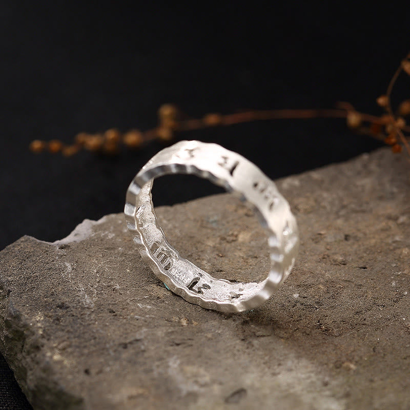 Handmade 925 Sterling Silver Om Mani Padme Hum Hollow Peace Ring