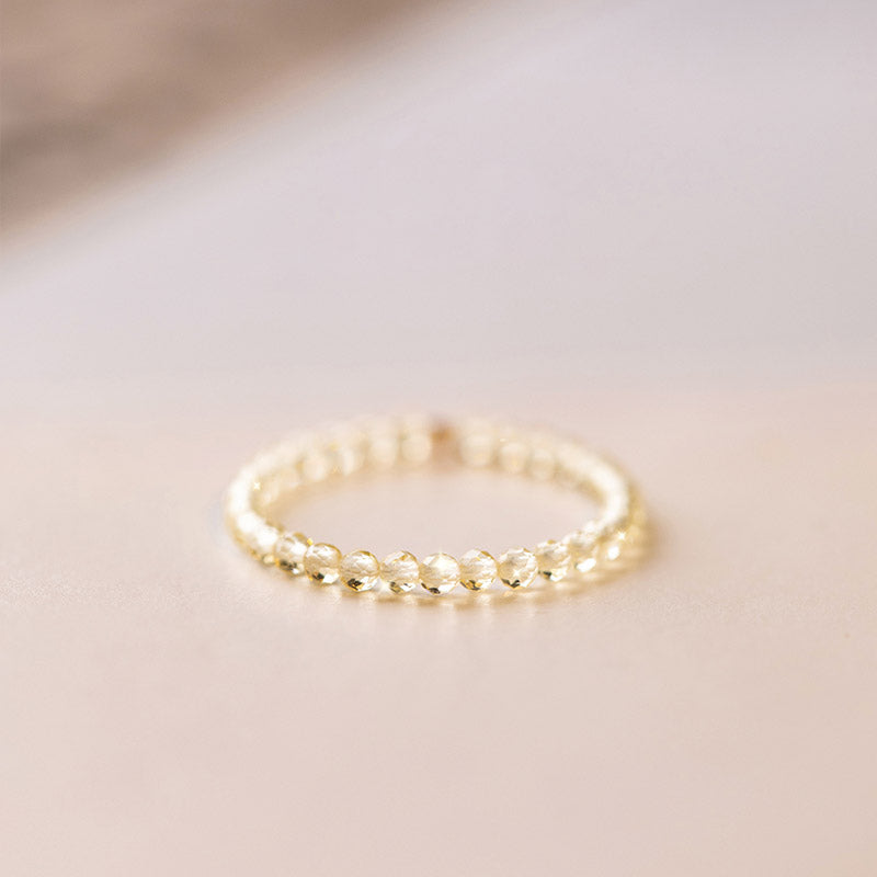 Natural Citrine and 14k Gold-Plated Handcrafted Minimalist Ring
