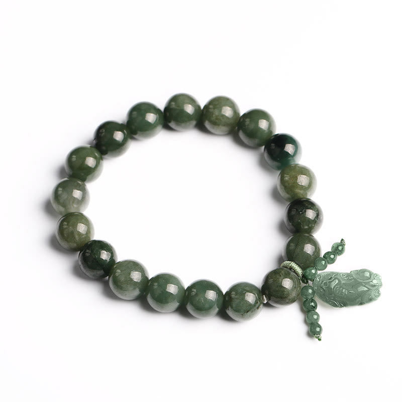 Authentic Tibetan Jade Pixiu Hand-Carved Energy Bracelet