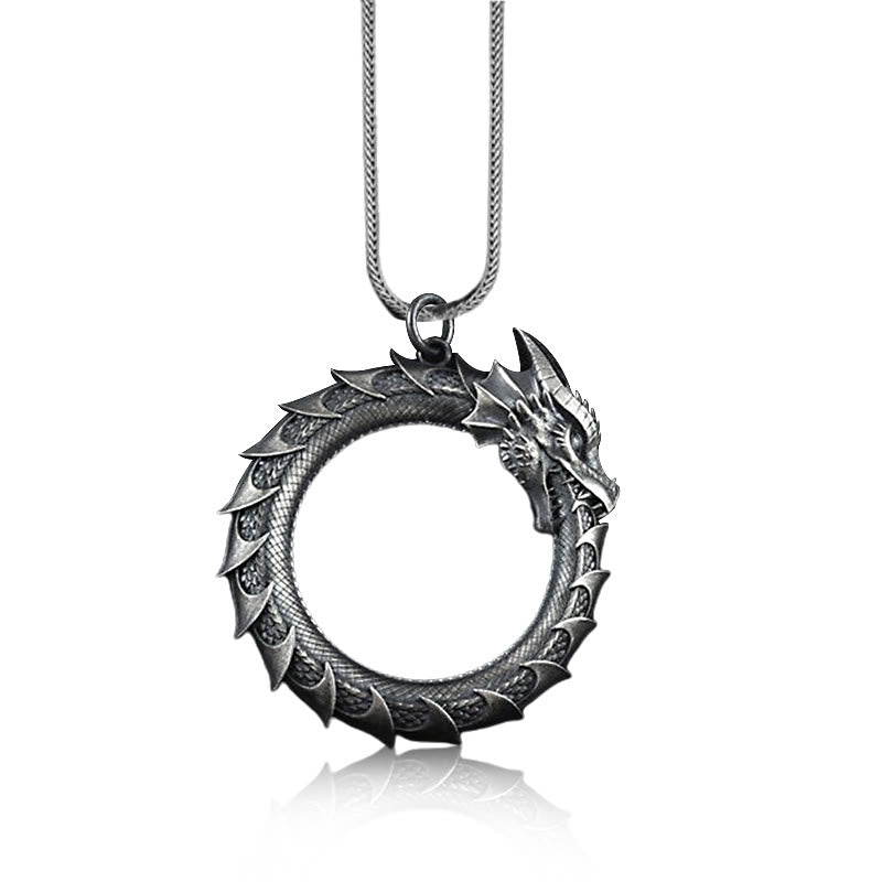 Pure Tin Dragon Snake Protection Necklace Pendant