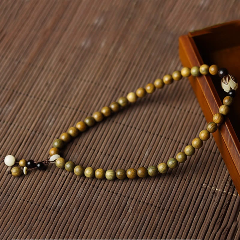 Green Sandalwood Bodhi Seed Lotus Soothing Double Wrap Bracelet