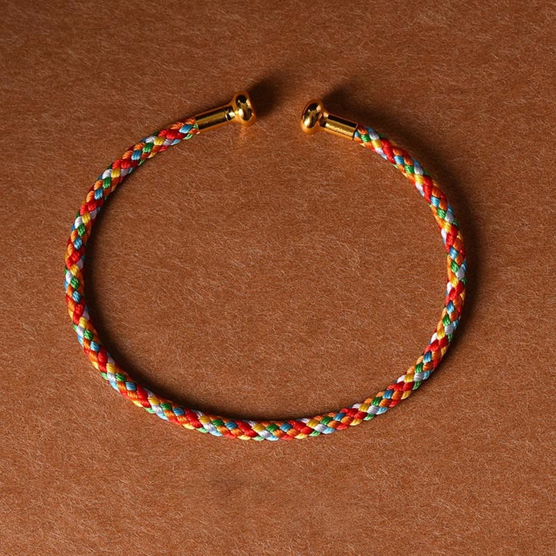 Handmade Minimalist Braided Red String Bracelet with Gold and Copper Accents