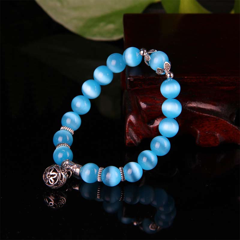 Handmade Tibetan Cat's Eye Chrysoberyl Natural Gemstone Bracelet