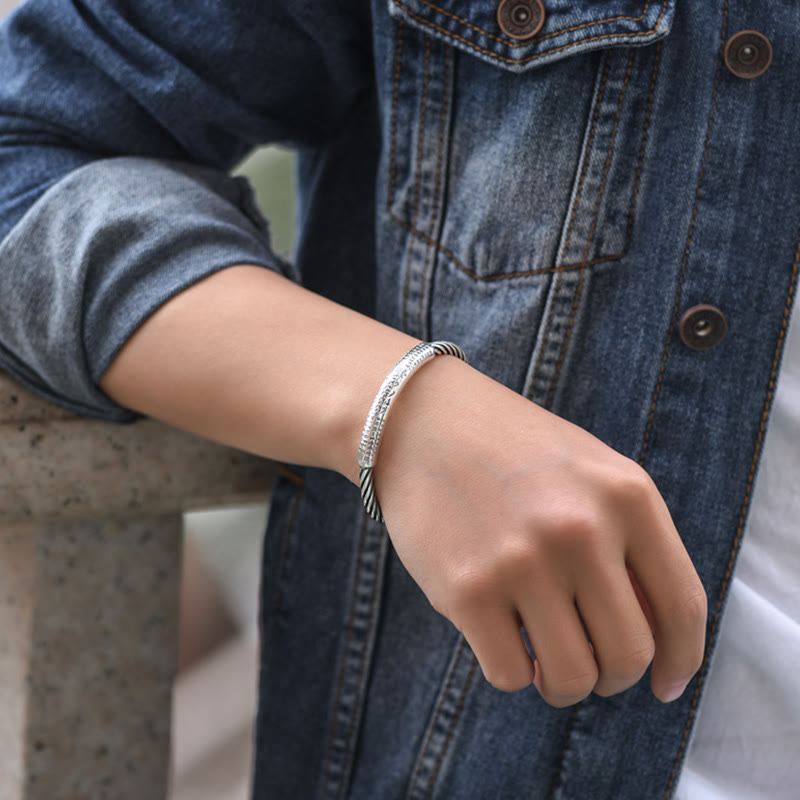 Tibetan Om Mani Padme Hum Heart Sutra Purity Cuff Bracelet