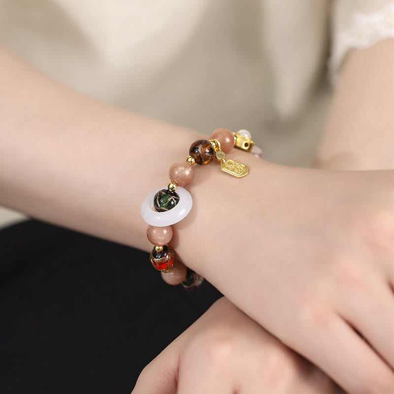 Tibetan Incense Ash Liuli Copper Om Mani Padme Hum Prayer Wheel Gemstone Bracelet