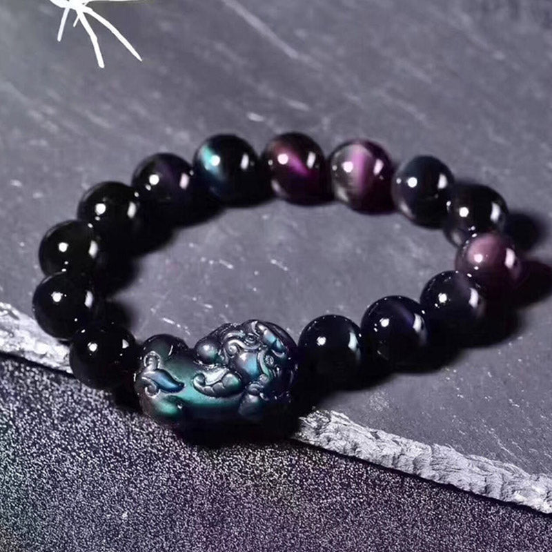 FengShui PiXiu Rainbow Obsidian Luck Bracelet