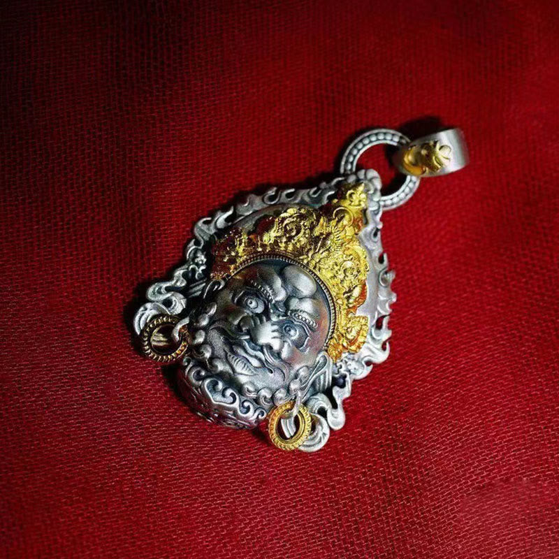 Yellow God of Wealth Amulet Copper Luck Necklace Pendant