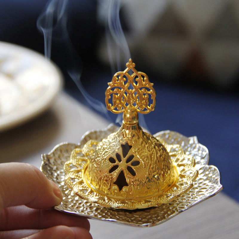 Leaf-Shaped Alloy Metal Mini Incense Burner & Ritual Coaster
