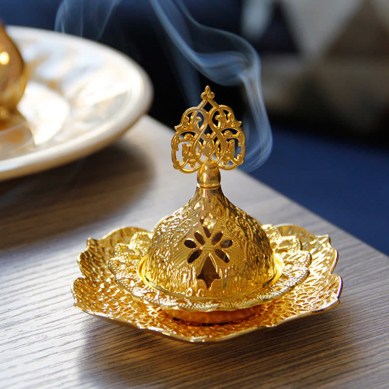 Leaf-Shaped Alloy Metal Mini Incense Burner & Ritual Coaster