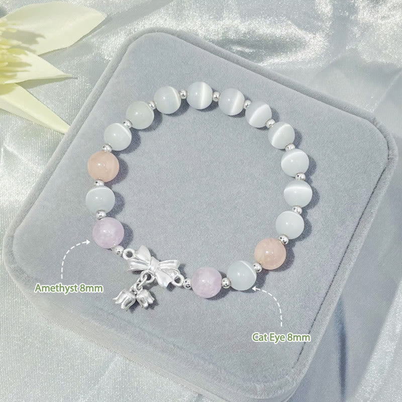 Cat's Eye Lavender Amethyst Rosette Charm Bracelet