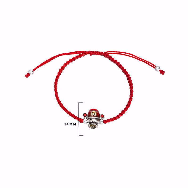 Handmade Braided Red String Copper God of Wealth Adjustable Bracelet