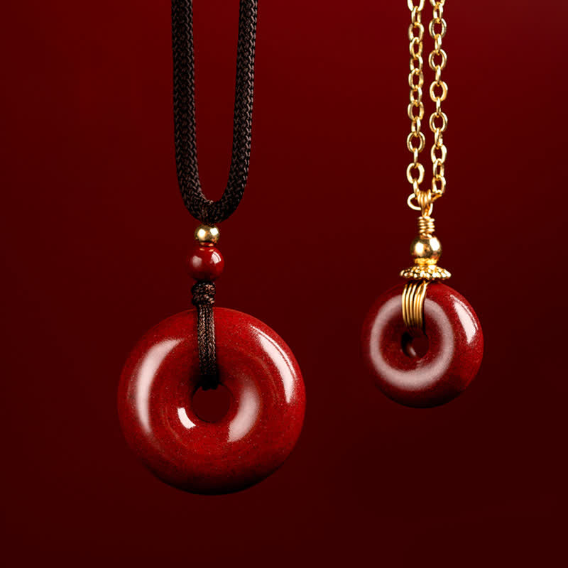 Cinnabar Peace Buckle Calm Blessing Necklace Pendant (Extra 35% Off | USE CODE: FS35)