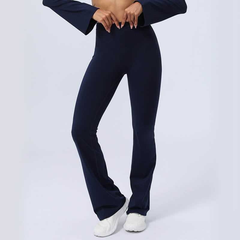 Long Sleeve Backless Strap Top Bra Flare Pants Fitness Yoga Outfit