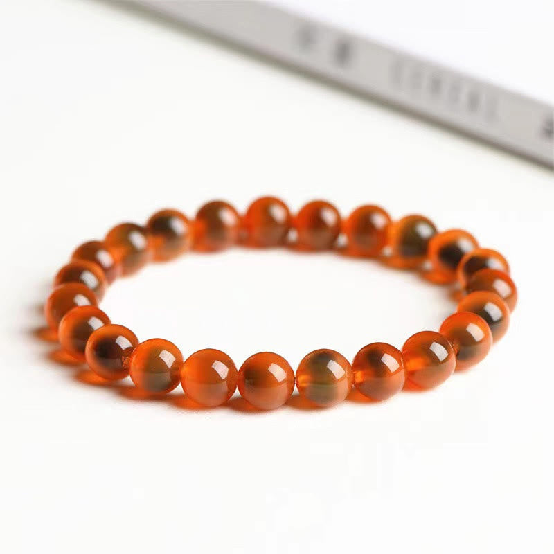 Natural Polished Candy Agate Round Bead Energy Bracelet
